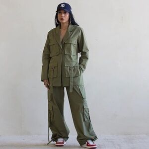 The Drop Olive Utility Jacket and Cargo Pants Set
